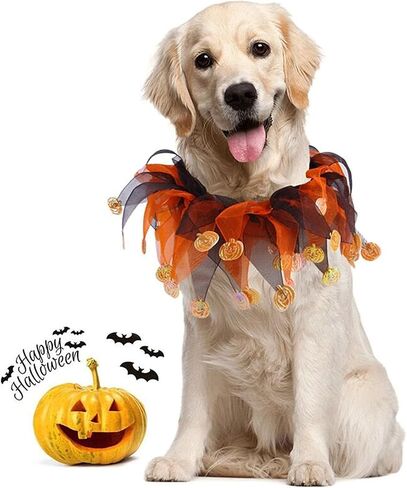 Elegant little tail 1PCS Dog Halloween Costume - Dog Cat Pumpkin Tutu Collar Dog with Halloween Pumpkin Patterns Pet Tutu Collar Suit Pet Halloween Costume for Cats Small Medium Dogs in Saudi Arabia
