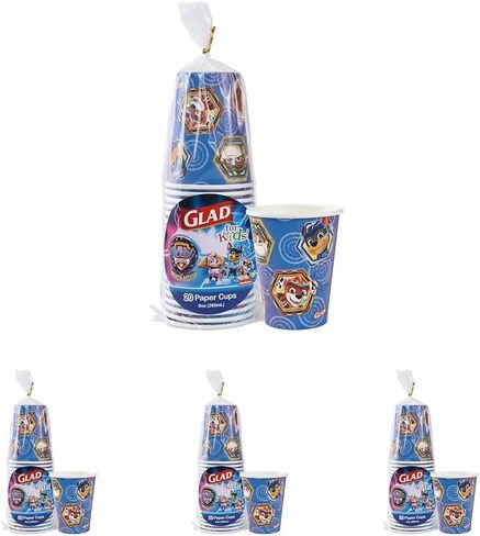 Glad for Kids PAW Patrol Shields Design 9oz Paper Cups | Paper Cups, Kids Snack Cups | Kid-Friendly, Small Sized Paper Cups for Everyday Use, 9oz Paper Cups 20 Ct in Saudi Arabia