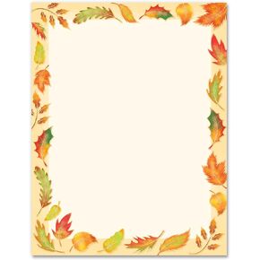 AnyDesign 60 Sheets Fall Stationery Letterhead Paper Autumn Leaves Pumpkin Letter Paper Rustic Greeting Note Paper for Thanksgiving Invitation Office Printing, 8.5 x 11 Inch
