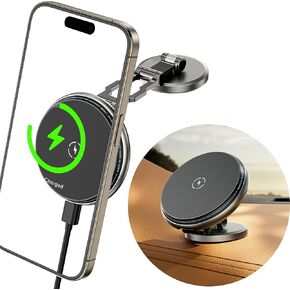 SCHUGS for Magsafe Car Mount Charger, [Zinc Alloy] 15W Fast Charging Ultra Magnetic Car Phone Holder, Magnetic Wireless Car Charger Dashboard, iPhone Car Mount Chrager for iPhone 16 15 14 13 Pro Max