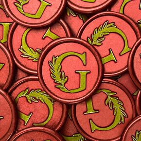 25Pcs Wax Seal Stickers Handmade Vintage Botanical Leaves Adhesive Letter Wax Stickers for Wedding Party Invitations, Envelope, Gift Wrap, Christmas(Initial G, Red)