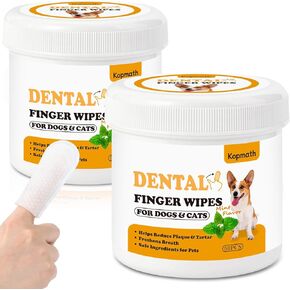 Dental Care Finger Wipes for Dogs & Cats, Reduces Plaque & Tartar, Freshens Breath, Pre-Soaked Pet Teeth Wipes, Easy to Use Disposable Oral Cleaning Pads,Mint Flavor,100pcs