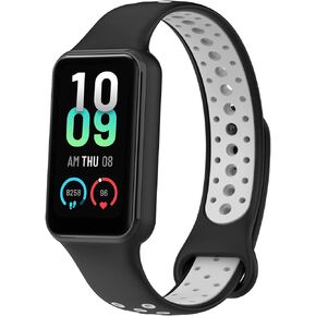 Disscool Replacement Wrist Bands Compatible with Redmi Band 2, Adjustable Soft Silicone Wrist Strap with Quick Release Band(Black+Gery)