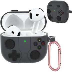 for AirPods 4 Case Cover Silicone Protective Cover for Apple Airpods 4th Generation Shockproof Support Wireless Charging Soft Case Classic Retro Handheld Game Console Design Case Pink