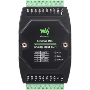 Waveshare Industrial 8-Ch Analog Acquisition Module, 12-Bit High-Precision, Supports Voltage and Current Acquisition, DC 7~36V Wide Voltage Power Supply, 8-ch Current Mode, 0~20mA