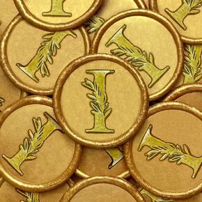 25Pcs Wax Seal Stickers Handmade Vintage Botanical Leaves Adhesive Letter Wax Stickers for Wedding Party Invitations, Envelope, Gift Wrap, Christmas(Initial I, Gold)