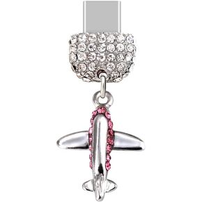 ELISE & FONDA TP185 Type-C USB Charging Port Crystal Anti Dust Plug Plane Pendant Cell Phone Charm for Samsung Galaxy/Huawei/OnePlus/Xiaomi/oppo New Android Phones(White)