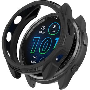 Compatible with Garmin Forerunner 965 Protective Case, Soft TPU Anti-Scratch Protective Cover Case Coverage Protective Shell Smartwatch Accessories for Garmin Forerunner 965 Watch Case - Black
