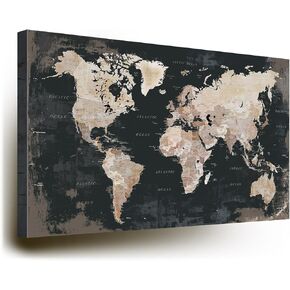 Office Wall Art Large Pictures for Living Room Map of World Vintage Wall Decor Canvas Art Kitchen Decorations Framed Artwork