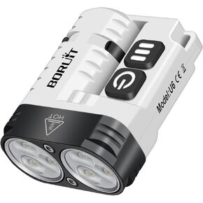 BORUIT U6 Small Flashlights Powerful 1600 Lumen, Mini EDC Flashlight USB C Rechargeable Led Pocket Clip Flash Light with Keychain Magnetic, IP68 Waterproof Lanyard
