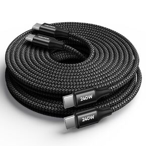 240W USB C to USB C Cable [10ft/2 Pack], Long USB C Charger Cable for MacBook Air 2024 2022, MacBook Pro, iPad Pro 2020, Yoga/ThinkPad X1 Serie, iPhone 16 15 Pro Max and More