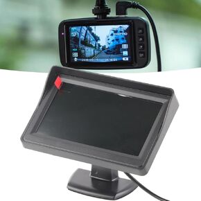 4.3 Inch TFT Display Car Monitor with Sun Visor Reversing Monitor, Color LCD Display Rearview Camera Monitor Waterproof Car Monitor for Car SUV Van Truck Black