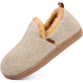 LongBay Women's Felt Bootie Slippers, Warm Cozy Memory Foam Slipper Boots with Polar Fleece Lining, Non Slip House Shoes for Indoor Outdoor
