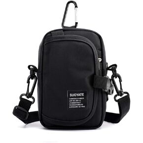 Lohol Multifunction Cell Phone Holster, One Shoulder Pouch with Carabiner, Outdoor Tactical Waist Belt Bag, Security Purse Crossbody Gadget Pocket for Smartphone Up to 6.5 inches