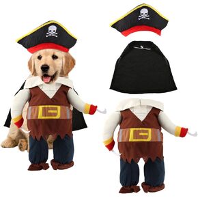 Halloween Pet Costume, Skull Print Hat Pirate Style Dog Costume Funny Pet Cosplay Apparel Dog Cat Pirate Costume for Halloween Birthday Festival Party Activity (Size L) in Saudi Arabia