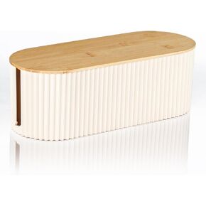 Baskiss Cable Management Box with Solid Bamboo Cover, 12.6x5.4x4.4 inches, Floor Outlet Hider, Cord Organizer for Desk TV Computer USB Hub System to Cover and Hide & Power Strips & Cords (Beige) in Kuwait