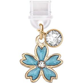 ELISE & FONDA TP400 Type-C USB Charging Port Anti Dust Plug Tiny Cherry Blossom Cell Phone Charm for iPhone 15 /Samsung/OnePlus/Xiaomi/oppo Android Phones (Blue)