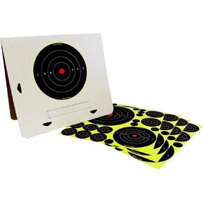 BIRCHWOOD CASEY Shoot-N-C Deluxe Target Kit for Shooting - Easy to Assemble Heavy-Duty Self-Standing Cardboard A-Frame Target Stand & 40 Self-Adhesive Reactive Targets with 40 Repair Pasters