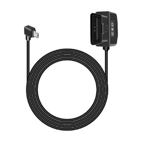 RIIEYOCA OBD2 Hardwire for Dash Camera,90 Degree Right Angle Micro USB to OBD-II Adapter, OBD Power Cable, Two Mode with Switch Button and Play 24 Hours Surveillance/Acc Mode(11.5FT/3.5M)