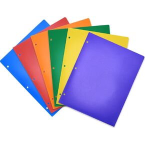12 Packs Plastic Folders with Pockets and Prongs, Multicolor Pocket Folders with Prongs, 2 Pocket 3 Prong Folders for School, College, Home, Office and Work