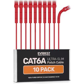 Everest Ultra Slim Cat6a Ethernet Patch Cables 0.5ft (24-Pack) White in Saudi Arabia