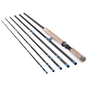13ft 8-9wt أو 14ft 9-10wt 6 قطع أقسام الكربون تجسس يطير الصيد رود القطب مزدوجة اليد متوسطة سريعة المياه العذبة والمياه المالحة يطير الصيد (14ft 9-10wt)