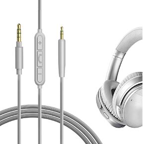 Geekria Audio Cable with Mic Compatible with Bose QuietComfort SE QC45 QC35II QC25 Headphones Cable, 2.5mm to 3.5mm Replacement Stereo Cord with Inline Microphone and Volume Control (4 ft / 1.2 m)