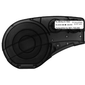 Compatible Label Tape Replacememt for M21-750-499 Cartridge 3/4 inches Nylon Labels Tape,Black on White Compatible with M210 and M211 Label Maker-16' Length 0.75" Width