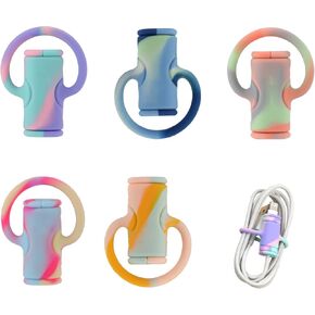 SAVITA 5pcs Data Cable Protector, Silicone Cord Saver Cute Silicone Data Cable Winder 2 in 1 Data Cable Protector Anti-Break Data Cable Protective Cover (Colorful)