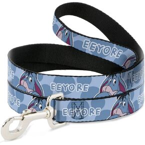 Disney Pet Leash, Dog Leash, Winnie The Pooh Eeyore Text and Expression Close Up Dot Blues, 6 Feet Long 1.5 Inch Wide