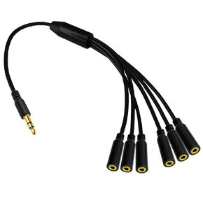 Seadream 3.5mm Splitter Extension Cord, 1/8 inch 3.5mm TRS 1 Male Jack to 6 Female Splitter Stereo Audio Cable 1 Input 6 Output for Headset 3.5mm Audio Headphone Cord