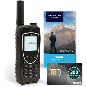 BlueCosmo Iridium Extreme Satellite Phone Bundle - Only Truly Global Satellite Phone - Voice, SMS Text Messaging, GPS Tracking, Emergency SOS - Prepaid SIM Card Included - Online Activation - 24/7