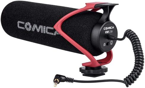 COMICA CVM-V30 LITE Video Microphone,Super-Cardioid Condenser On-Camera Shotgun Microphone for Canon Nikon Sony Panasonic DSLR Cameras,Mic for iPhone Android Smartphone with 3.5mm Jack(Red) in Kuwait