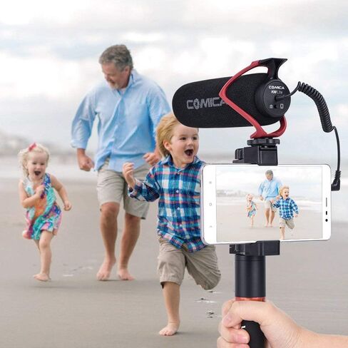 COMICA CVM-V30 LITE Video Microphone,Super-Cardioid Condenser On-Camera Shotgun Microphone for Canon Nikon Sony Panasonic DSLR Cameras,Mic for iPhone Android Smartphone with 3.5mm Jack(Red) in Kuwait