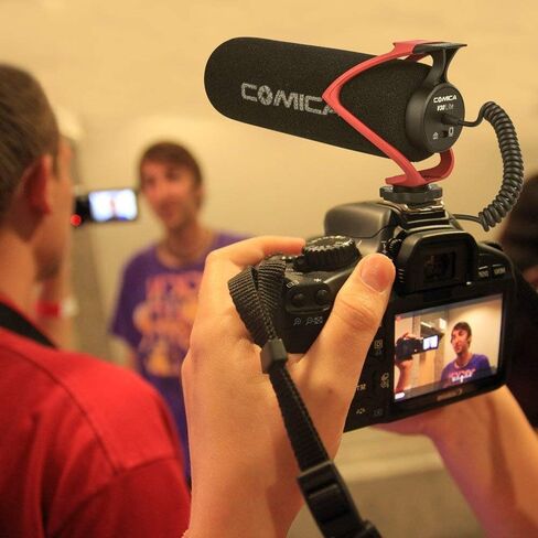 COMICA CVM-V30 LITE Video Microphone,Super-Cardioid Condenser On-Camera Shotgun Microphone for Canon Nikon Sony Panasonic DSLR Cameras,Mic for iPhone Android Smartphone with 3.5mm Jack(Red) in Kuwait