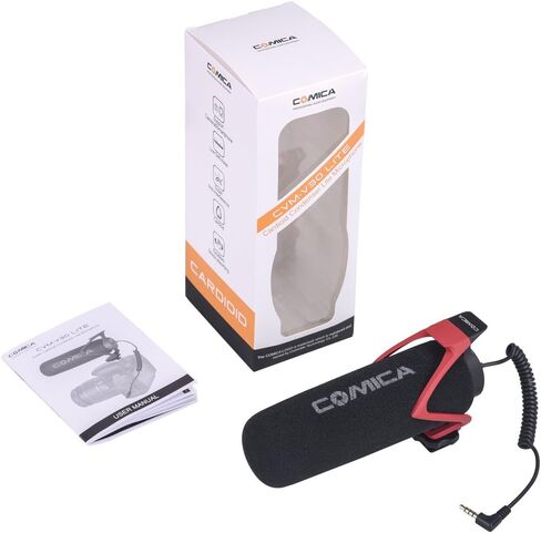 COMICA CVM-V30 LITE Video Microphone,Super-Cardioid Condenser On-Camera Shotgun Microphone for Canon Nikon Sony Panasonic DSLR Cameras,Mic for iPhone Android Smartphone with 3.5mm Jack(Red) in Kuwait