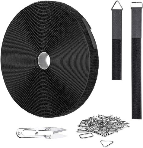16.4ft x 1in Hook and Loop Straps with 30 Metal Buckles—25 Rectangular & 5 Triangular, Includes Thread Snips, Cut-to-Length Cinch Strap, Heavy Duty Cable Ties, Extra Long Securing Cord, Nylon, Black in Saudi Arabia