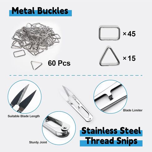 16.4ft x 1in Hook and Loop Straps with 30 Metal Buckles—25 Rectangular & 5 Triangular, Includes Thread Snips, Cut-to-Length Cinch Strap, Heavy Duty Cable Ties, Extra Long Securing Cord, Nylon, Black in Saudi Arabia
