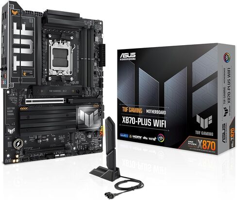 ASUS TUF Gaming X870-PLUS WiFi AMD AM5 X870 ATX Motherboard, 16+2+1, 80A SPS Power Stages, DDR5, PCIe 5.0 Ready, Four M.2 Slots, Wi-Fi 7, 2.5Gb LAN, HDMI, USB4® 40Gbps, SATA 6 Gbps, USB 20Gbps Type-C in Saudi Arabia