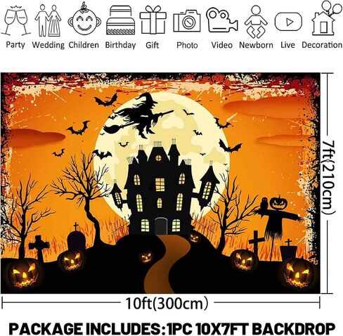 Avezano Halloween خلفية ليلة رهيبة مقبرة Hallowmas Eve ديكورات حفلات الأطفال السعيدة للهالوين فستان حفلات خلفية دعائم Photobooth (7x5ft) in Kuwait