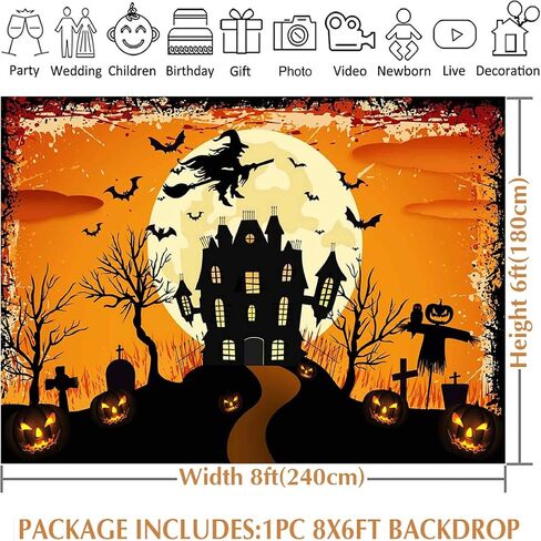 Avezano Halloween خلفية ليلة رهيبة مقبرة Hallowmas Eve ديكورات حفلات الأطفال السعيدة للهالوين فستان حفلات خلفية دعائم Photobooth (7x5ft) in Kuwait