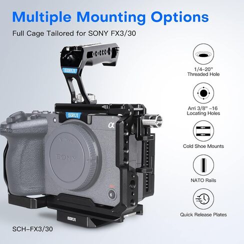 SIRUI Full Cage for Panasonic LUMIX S5II/S5IIX, Arca-Swiss Compatible, with 1/4"-20 Threaded Holes, ARRI 3/8"-16 Locating Holes, Cold Shoe and NATO Rail in Kuwait