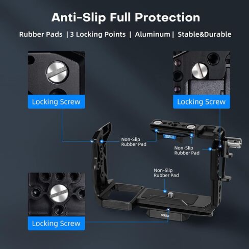 SIRUI Full Cage for Panasonic LUMIX S5II/S5IIX, Arca-Swiss Compatible, with 1/4"-20 Threaded Holes, ARRI 3/8"-16 Locating Holes, Cold Shoe and NATO Rail in Kuwait