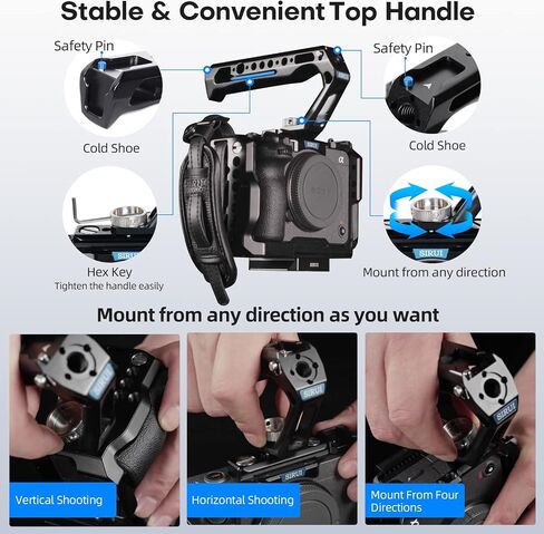 SIRUI Full Cage for Panasonic LUMIX S5II/S5IIX, Arca-Swiss Compatible, with 1/4"-20 Threaded Holes, ARRI 3/8"-16 Locating Holes, Cold Shoe and NATO Rail in Kuwait