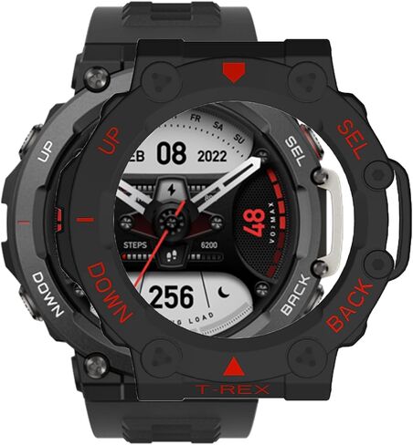 Compatible for Amazfit T-Rex 2 Case, Anti-Scratch Lightweight Shockproof Bumper Case Cover Compatible for Amazfit T-Rex 2 Smart Watch (2 pack-Red+Black) in Saudi Arabia
