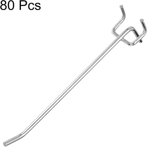 HARFINGTON 80 قطعة من خطافات رفوف Pegboard مقاس 2 بوصة من الفولاذ المقاوم للصدأ خطاف عرض وحوامل تعليق على الحائط أدوات تنظيم لمخزن المطبخ المرآب، فضي in Saudi Arabia