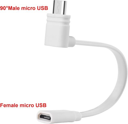 Uogw 4 حزم كابل تمديد Micro-USB 90 درجة متوافق مع Wyze Cam Pan v3 وWyze Cam v3 Pro، سلك موسع ذكر إلى أنثى 5 بوصة لكاميرا WYZE، كابل مسطح على شكل حرف L (أبيض) in Kuwait