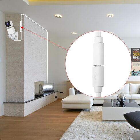 Uogw 4 حزم كابل تمديد Micro-USB 90 درجة متوافق مع Wyze Cam Pan v3 وWyze Cam v3 Pro، سلك موسع ذكر إلى أنثى 5 بوصة لكاميرا WYZE، كابل مسطح على شكل حرف L (أبيض) in Kuwait
