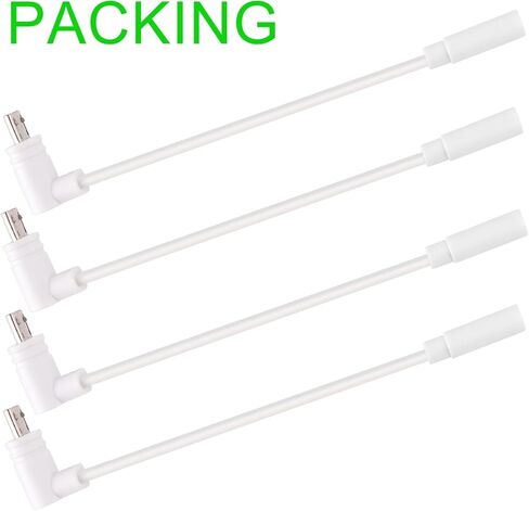 Uogw 4 حزم كابل تمديد Micro-USB 90 درجة متوافق مع Wyze Cam Pan v3 وWyze Cam v3 Pro، سلك موسع ذكر إلى أنثى 5 بوصة لكاميرا WYZE، كابل مسطح على شكل حرف L (أبيض) in Kuwait