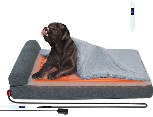 Upgraded Heated Dog Bed,Heating pad Orthopedic Dog Bed 3-in-1 Design with Memory Foam, Heated Pet Bed & Removable Waterproof Cover,Blanket for Large, Jumbo Dogs (XL:44"x 32"x 7") in Saudi Arabia